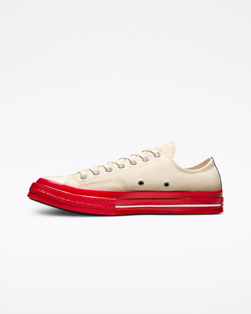 Women's Converse x Comme des Garçons PLAY Chuck 70 Low Top Shoes Red | AU 91C05D